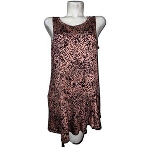 LOGO Layers Womens Sleeveless Scoop Neck Tunic Top Pink Plum Pebble Print XL